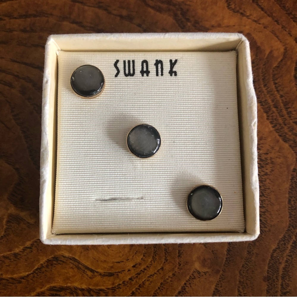 Vintage men’s Swank grey with gold setting shirt studs NIB